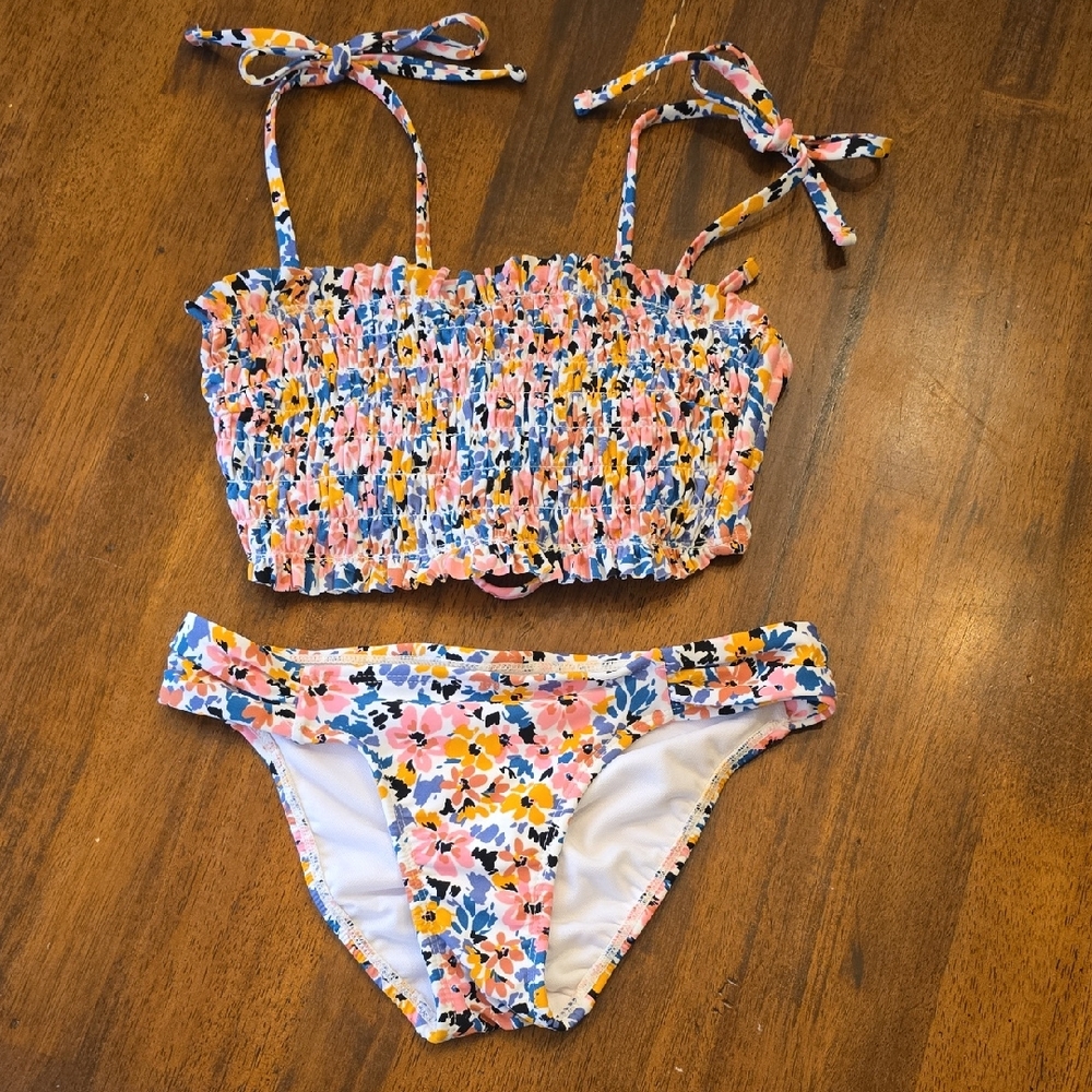Xhilaration Floral Bikini Set in Pink, Blue, Yellow